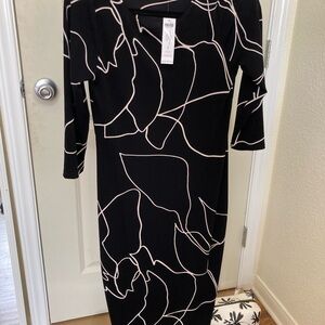 Chico's Elegant Black Dress with White Pattern